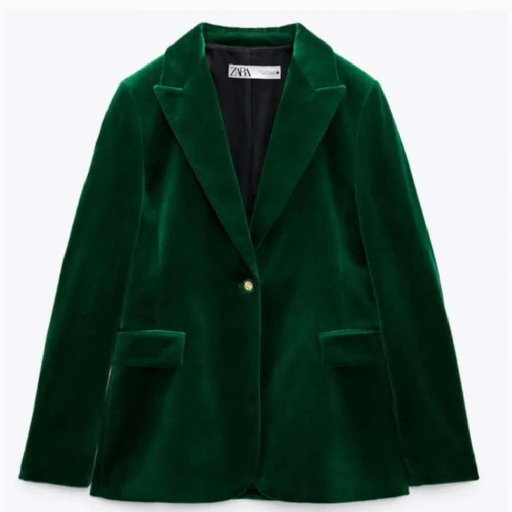 Zara Velvet Blazer Green Size L